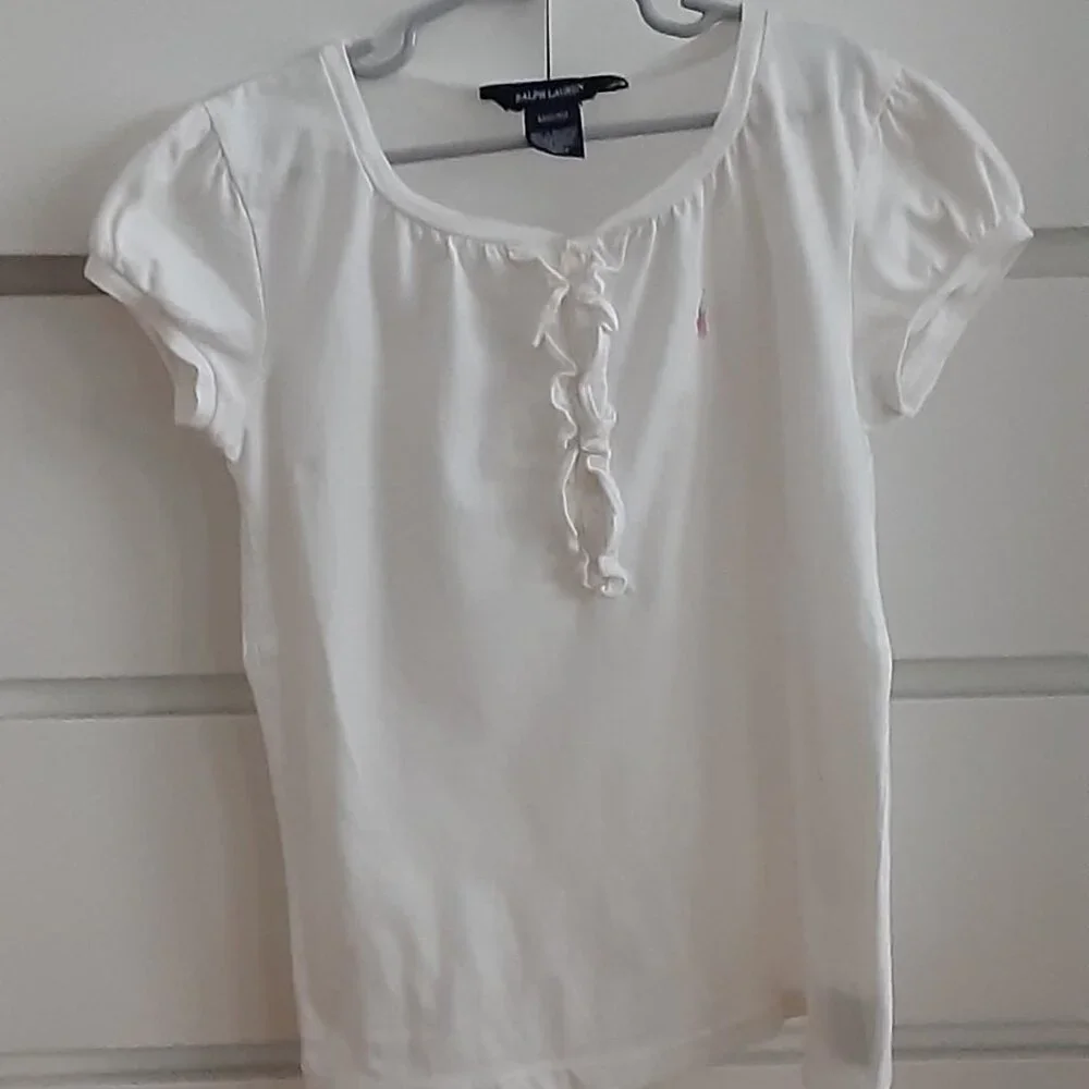 Ralph Lauren Ivory Ruffle Cap Sleeve Cotton Top size  8/10